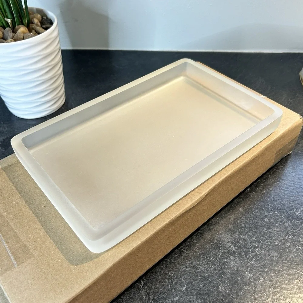 NEW Labrazel‎ Honed Resin Matte Clear 3 Pc Bathroom Tray & Soap Dish RETIRED